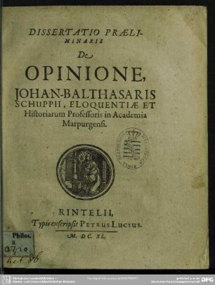 Dissertatio praeliminaris de opinione