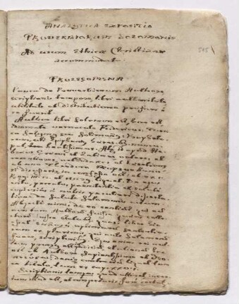 [Analytica Expositio Prov. Ad usum ethicae christianae accomodatae. Fragment Mitte 16. Jh.]