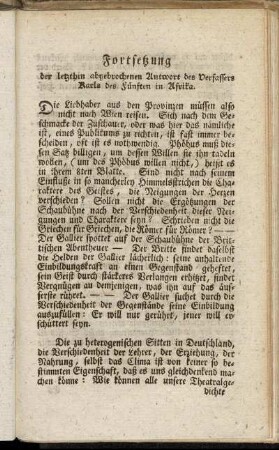 Fortsetzung der letzthin abgebrochenen Antwort des Verfassers Karls des Fünften in Afrika.