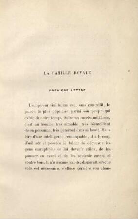La famille royale. Première lettre