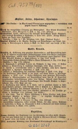 Antiquarischer Katalog von Ferdinand Steinkopf in Stuttgart. 273. 1881