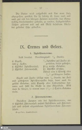 IX. Cremes und Gelees