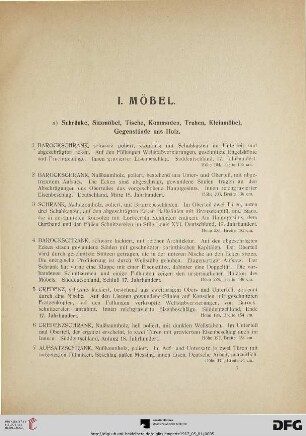 I. Möbel (Nr. 1-203)