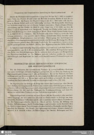 Perspektiven Einer Bergmännischen Anwendung Der Eigenimpulsmethode