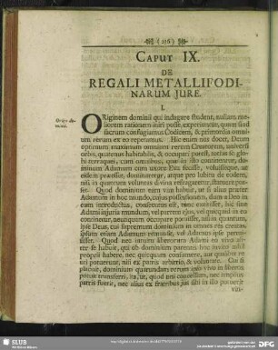 Caput IX. De Regali Metallifodinarum Jure