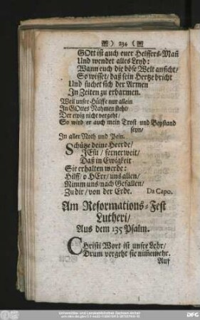 Am Reformations-Fest Lutheri, Aus dem 135 Psalm.