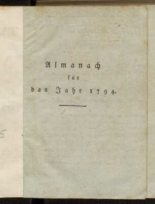 Almanach für das Jahr 1794