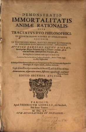 Demonstratio immortalitatis animae rationalis ...