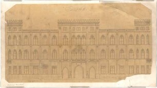 Gärtner, Friedrich von; München; Wittelsbacherpalast - Aufriss