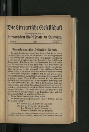 Bemerkungen über Hölderlins Sprache