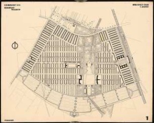 Siedlungsplan mit Schulhausgruppe Schinkelwettbewerb 1931: Bebauungsplan 1:4000