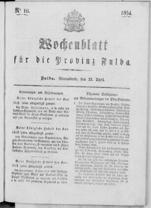Nr. 16, Ausgabe vom 22. April 1854