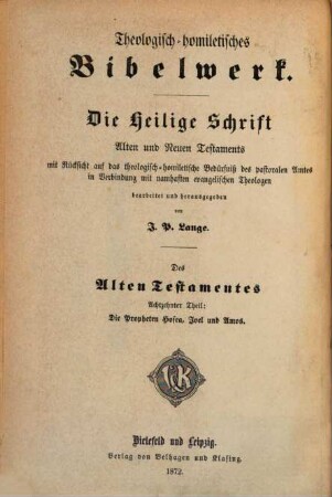 Die Propheten Hosea, Joel und Amos : theologisch-homiletisch bearbeitet