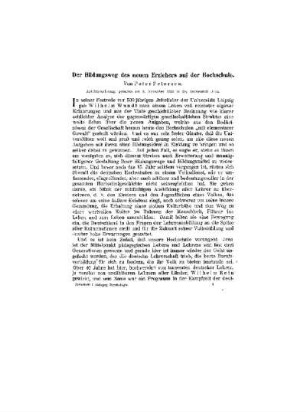 Der Bildungsweg des neuen Erziehers auf der Hochschule : Arbeitsvorlesung, gehalten am 3. November 1923 in der Universität Jena