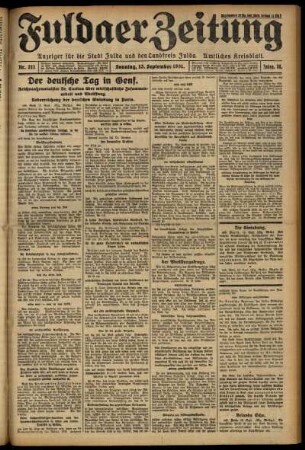 Erste Ausgabe vom Sonntag, den 13. September 1931.