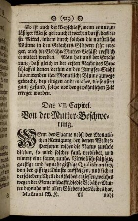 Das VII. Capitel. Von der Mutter- Beschwerung.