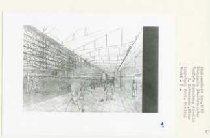 Utopische Stadtstruktur, Berlin-Mitte (Diplomarbeit bei Peter Poelzig): Perspektivische Ansicht