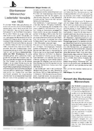 Blankeneser Männerchor Liedertafel Vorwärts von 1928