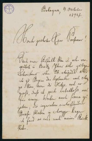 Brief: Bologna, 4. October 1894