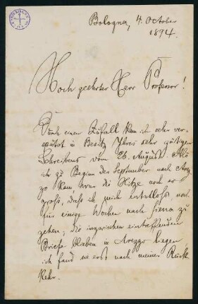 Brief: Bologna, 4. October 1894