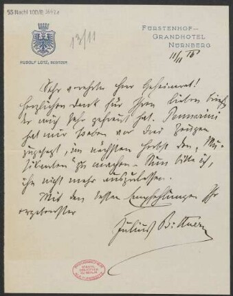 Brief an Julius Bittner : 09.11.1916