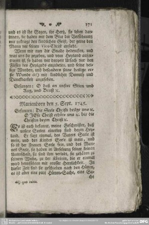 Marienborn den 5. Sept. 1745