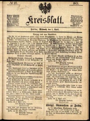 Ausgabe vom Mittwoch, den 05. April 1871.