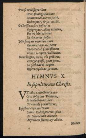 Hymnus X. In sepulturam Christi.