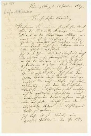Korrespondenz von Karl Rosenkranz an Moritz Carrière