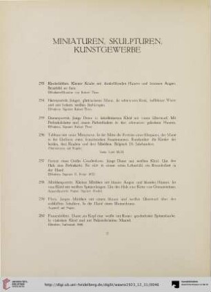 Miniaturen, Skulpturen, Kunstgewerbe (Nr. 253-274)