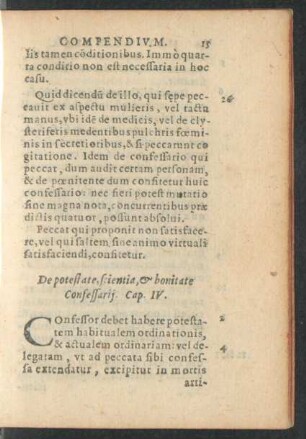 De potestate, scientia, et bonitate Confessarii. Cap. IV.