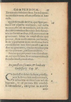 De potestate, scientia, et bonitate Confessarii. Cap. IV.
