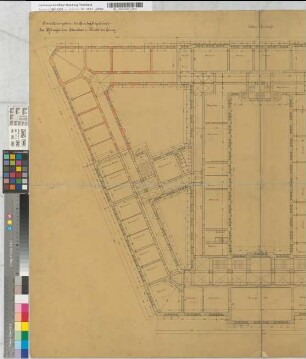 Erweiterungsbau des Geschäftsgebäudes der Kgl. Eisenbahndirektion Essen, Blatt 3: Grundriß 1. Obergeschoß, M. 1:100 Hgv, Sknr.: 1, Fanr.: 11, Bunr.: 52