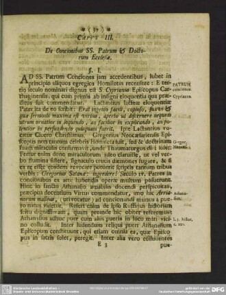 Caput III. De Concionibus SS. Patrum & Doctorum Ecclesiae
