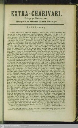 Extra-Charivari. Beilage zu Nummer 112