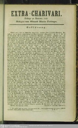 Extra-Charivari. Beilage zu Nummer 112