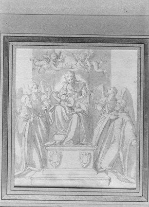 Thronende Madonna mit Engeln und Heiligen