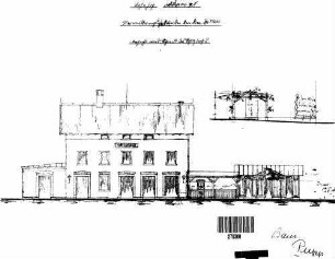 Kirchheim (Neckar): Empfangsgebäude Verwaltungsgebäude Längsansicht,Querschnitt (Schutzdach)