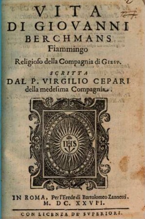 Vita del venerabile Giovanni Berchmans
