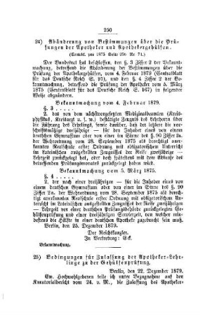 Bedingungen für Zulassung der Apotheker-Lehrlinge zu der Gehülfenprüfung : [II. Universitäten, Akademien etc.]