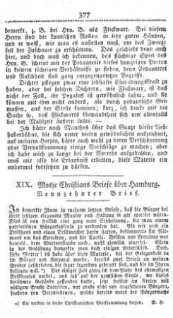 XIX. Mosje Christians Briefe über Hamburg. Neunzehnter Brief.