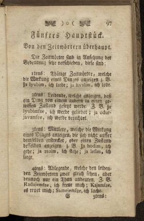 Fünftes Hauptstück. Von den Zeitwörtern überhaupt.