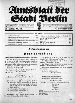 1936,44: Nr. 44, 1. November 1936