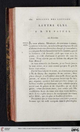 (Lettre CLXI - CLXX)