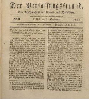 № 41. Cassel, den 21. September 1831.