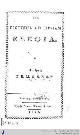 De Victoria Ad Lipsiam Elegia