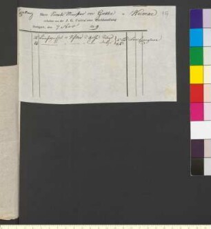 Brief von Cottasche Buchhandlung an Goethe, Johann Wolfgang von