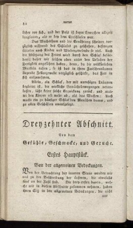Dreyzehnter Abschnitt. Von dem Gefühle, Geschmacke, und Geruche.