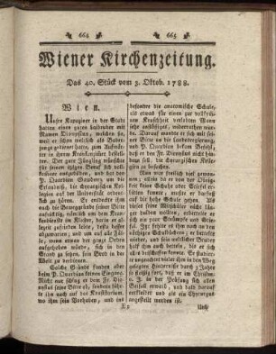 Das 40. Stück vom 3. Oktob. 1788.