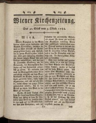 Das 40. Stück vom 3. Oktob. 1788.